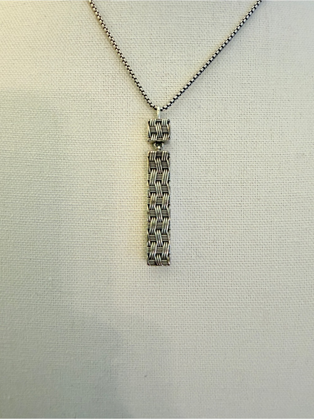 Brighton Silver Blue Crystal Vertical Bar Pendant Necklace - Picture 2 of 3